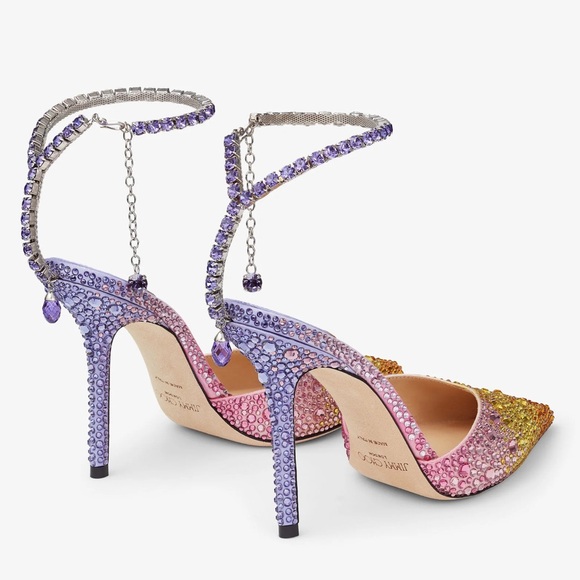 New JIMMY CHOO Saeda 100 embellished satin pumps $2,095 37 - Picture 6 of 17